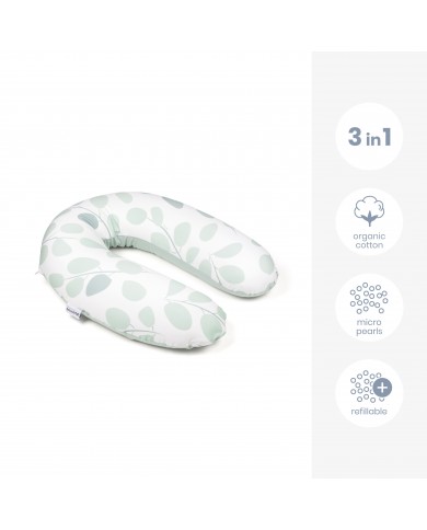 Grand coussin d'allaitement Buddy Leaves Aqua Green