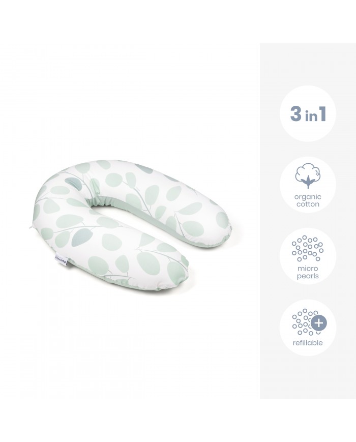 Grand coussin d'allaitement Buddy Leaves Aqua Green