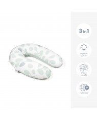 Grand coussin d'allaitement Buddy Leaves Aqua Green