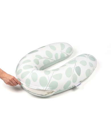 Grand coussin d'allaitement Buddy Leaves Aqua Green