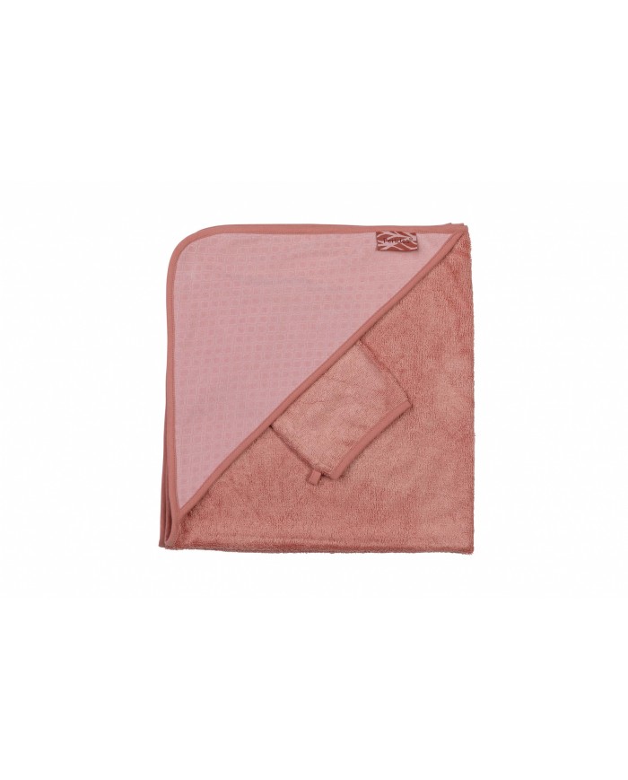 Sortie de bain + gant blush square
