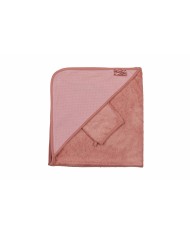 Sortie de bain + gant blush square