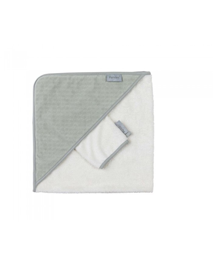 Sortie de bain + gant moss square off white
