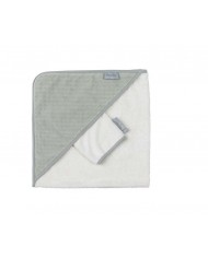 Sortie de bain + gant moss square off white