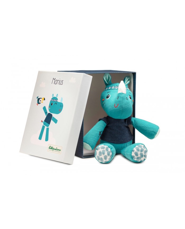 Peluche câline Marius le rhino