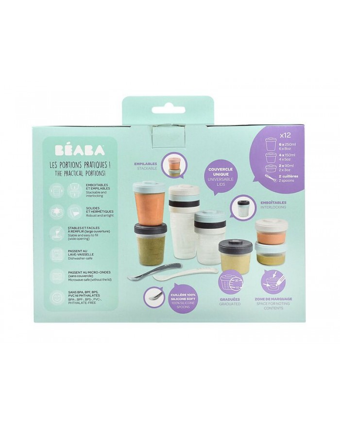 Pack 1er repas Storm (2x90ml + 4x150ml + 6x250ml + 2 cuillères silicone 1er âge)