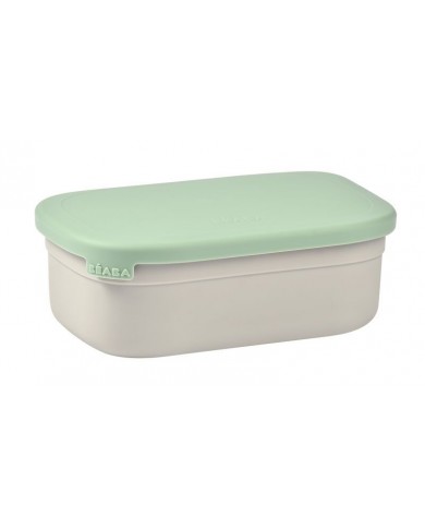 Boîte repas inox gris velours/vert sauge