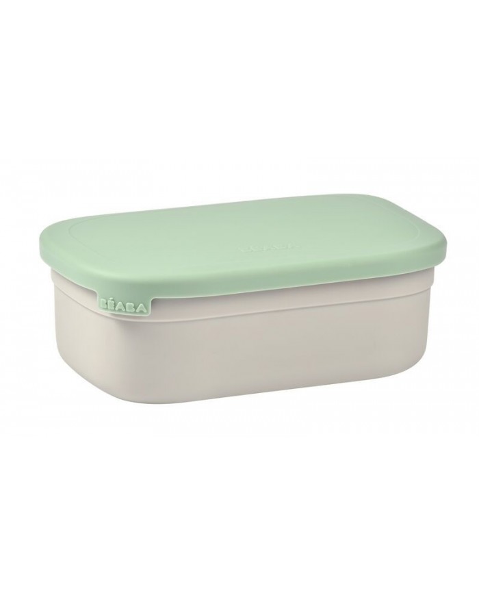 Boîte repas inox gris velours/vert sauge