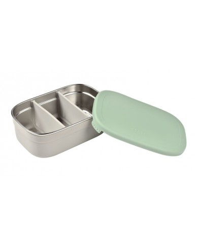 Boîte repas inox gris velours/vert sauge