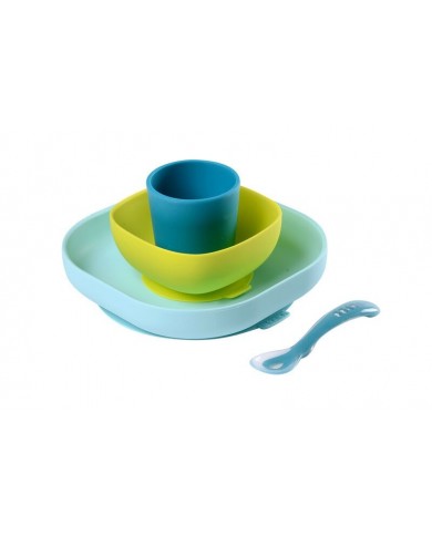 Coffret repas silicone 4 pièces - blue/lime Coffret repas silicone 4 pièces - blue/lime