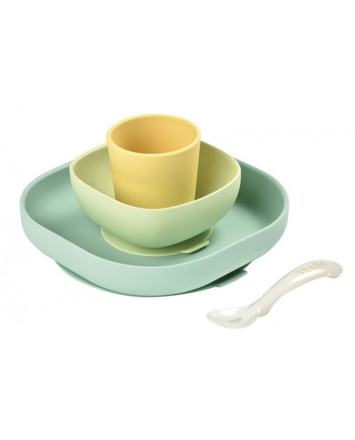 Coffret repas silicone 4 pièces - yellow