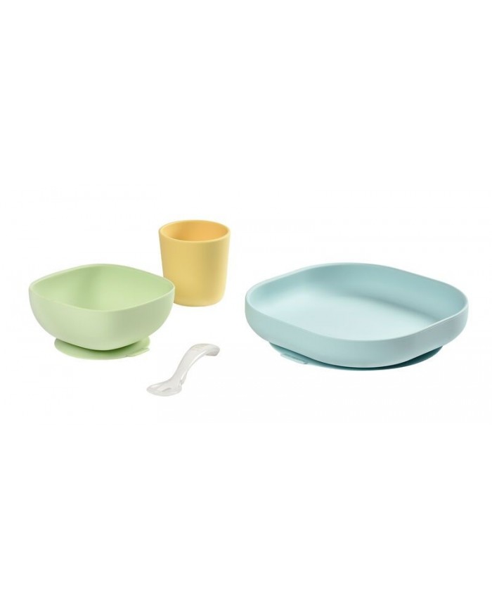 Coffret repas silicone 4 pièces - yellow