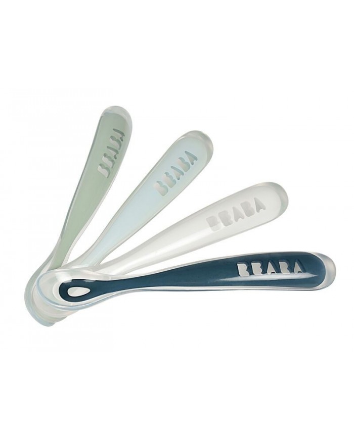 Lot de 4 cuillères 1er repas soft en silicone Storm (coloris assortis)