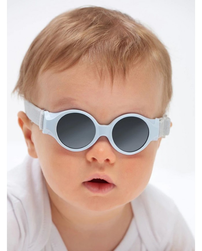 Lunettes bandeau élastiqué réglable 0-9 mois bleu perle effet miroir
