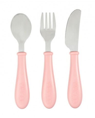 Set de 3 couverts inox vieux rose Set de 3 couverts inox vieux rose