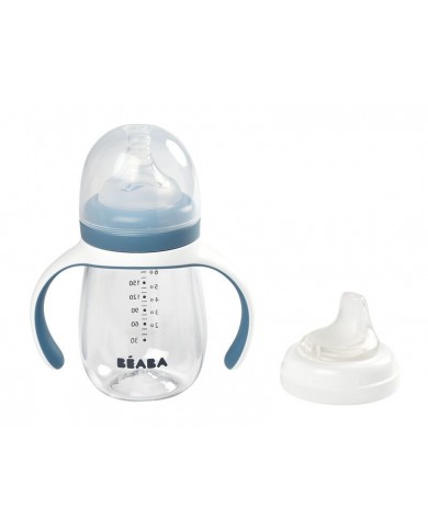Biberon d'apprentissage 2 en 1 - 210ml - windy blue Biberon d'apprentissage 2 en 1 - 210ml - windy blue