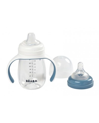 Biberon d'apprentissage 2 en 1 - 210ml - windy blue Biberon d'apprentissage 2 en 1 - 210ml - windy blue