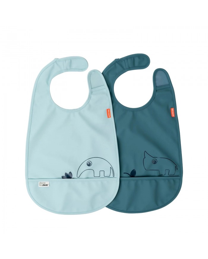 Bavoir velcro (2 pcs), Deer friends, Blue Bavoir velcro (2 pcs), Deer friends, Blue