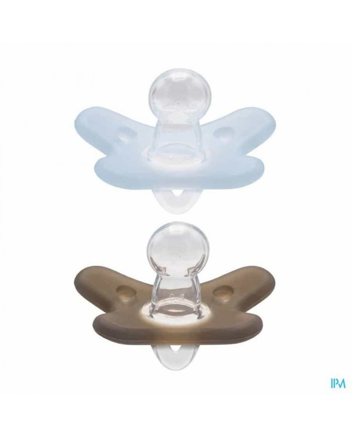 Sucette Natural Silicone 0-6 M 2Pack Bleu / Gris