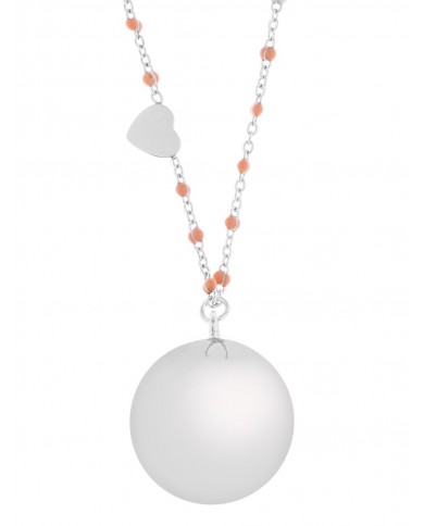Bola acier perles rose Boule argente Coeur Bola acier perles rose Boule argente Coeur