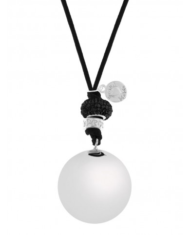 Boule argent strass noir - bling cordon noir Boule argent strass noir - bling cordon noir