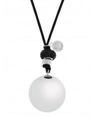 Boule argent strass noir - bling cordon noir