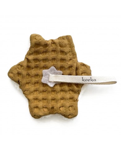 Attache sucette gaufré teddy Oslo - Ocre Attache sucette gaufré teddy Oslo - Ocre