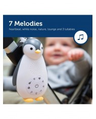 Veilleuse - boîte à musique pingouin - Zoe gris