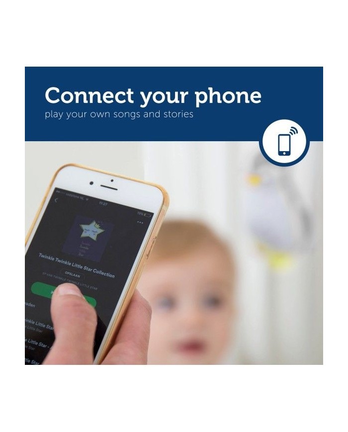 Veilleuse - boîte à musique pingouin - Zoe gris