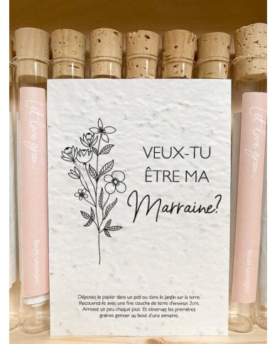 Tube avec carte ensemencée - Veux-tu être ma marraine ? Tube avec carte ensemencée - Veux-tu être ma marraine ?