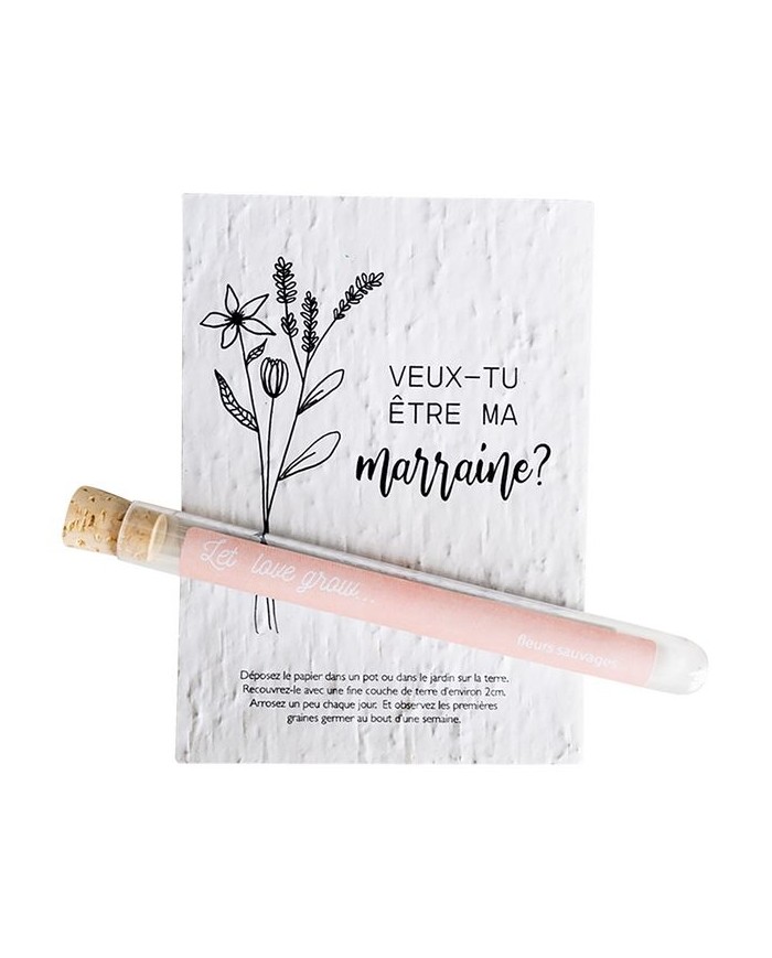 Tube avec carte ensemencée - Veux-tu être ma marraine ?