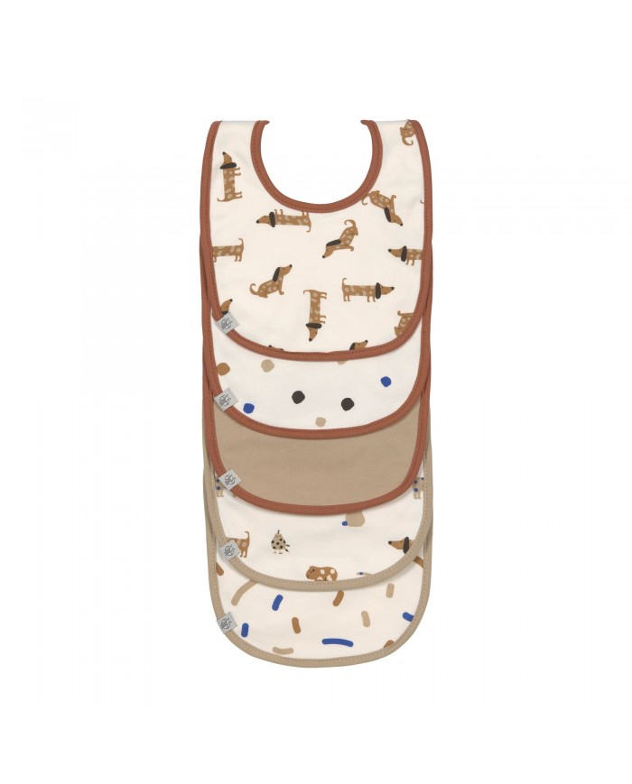 Lot 5 bavoirs éponge imperméable, Little Mateys bleu