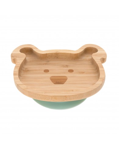 Assiette en bois de bambou avec ventouse, Little Chums Chien Assiette en bois de bambou avec ventouse, Little Chums Chien