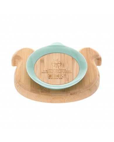 Assiette en bois de bambou avec ventouse, Little Chums Chien Assiette en bois de bambou avec ventouse, Little Chums Chien