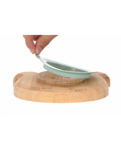 Assiette en bois de bambou avec ventouse, Little Chums Chien Assiette en bois de bambou avec ventouse, Little Chums Chien