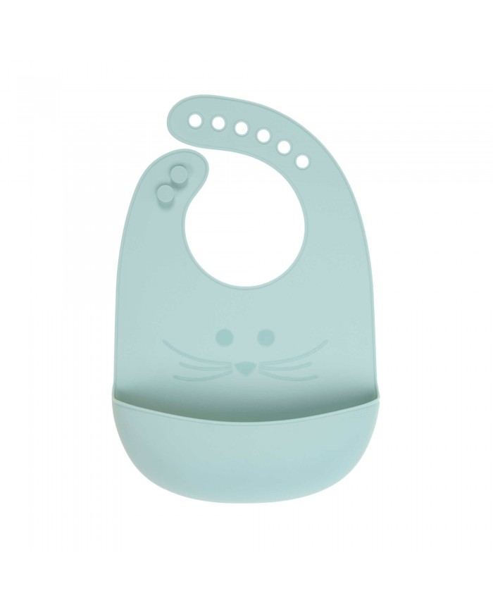 Bavoir silicone avec poche, Little Chums Souris Bleu