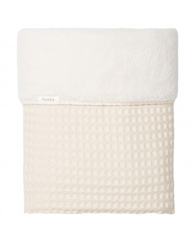 Couverture berceau waffle/teddy oslo 75x100cm - naturel/pebble
