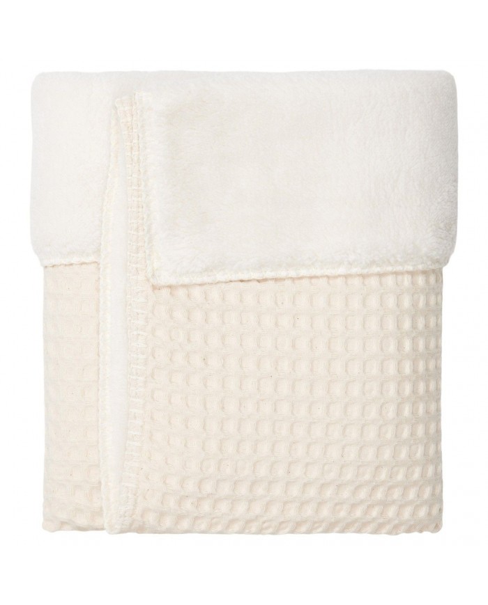 Couverture berceau waffle/teddy oslo 75x100cm - naturel/pebble