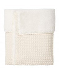Couverture berceau waffle/teddy oslo 75x100cm - naturel/pebble