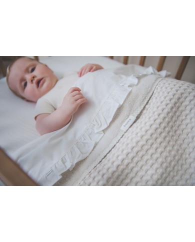 Couverture berceau waffle/teddy oslo 75x100cm - naturel/pebble