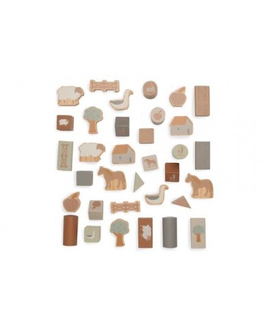 Set de cubes en bois 18x12cm Farm