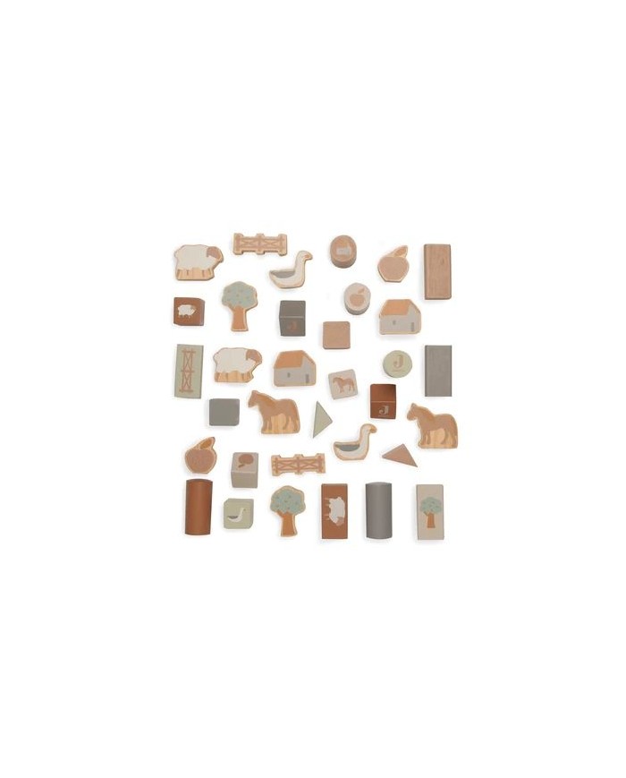 Set de cubes en bois 18x12cm Farm