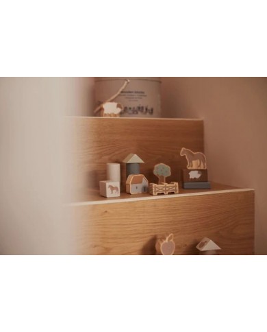 Set de cubes en bois 18x12cm Farm