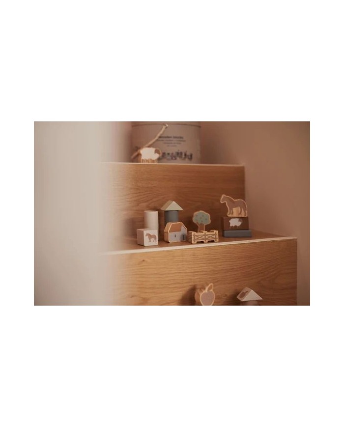 Set de cubes en bois 18x12cm Farm