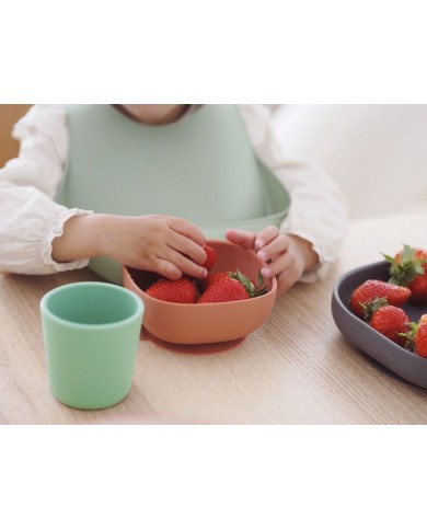 Coffret repas silicone 4 pièces - Mineral/vert/terracotta