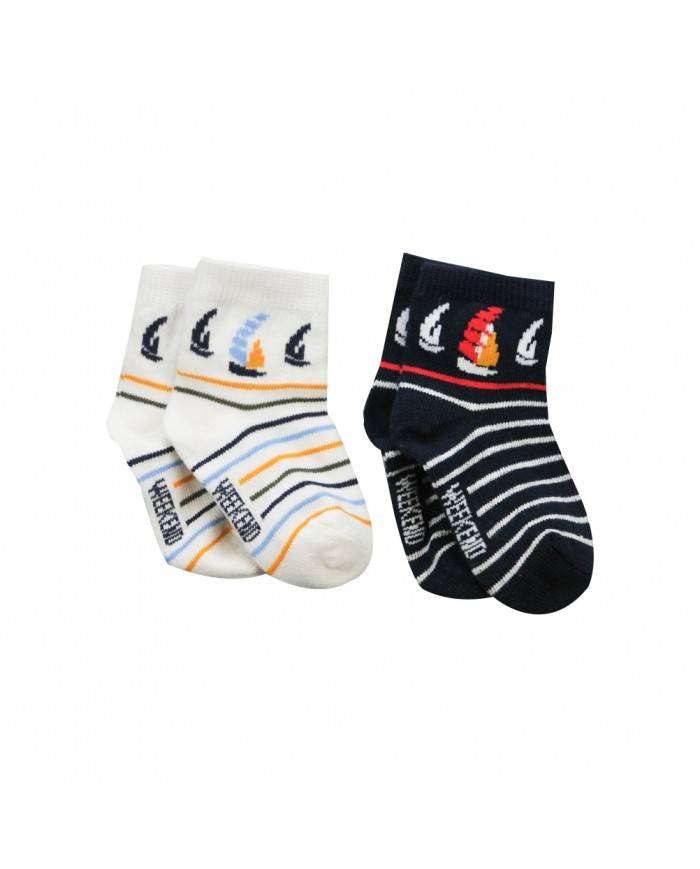 Chaussettes Thalassa - Ecru/Navy