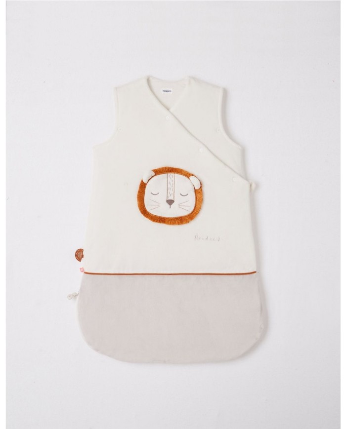 Gigoteuse 70 cm Babou en Veloudoux, écru/gris clair