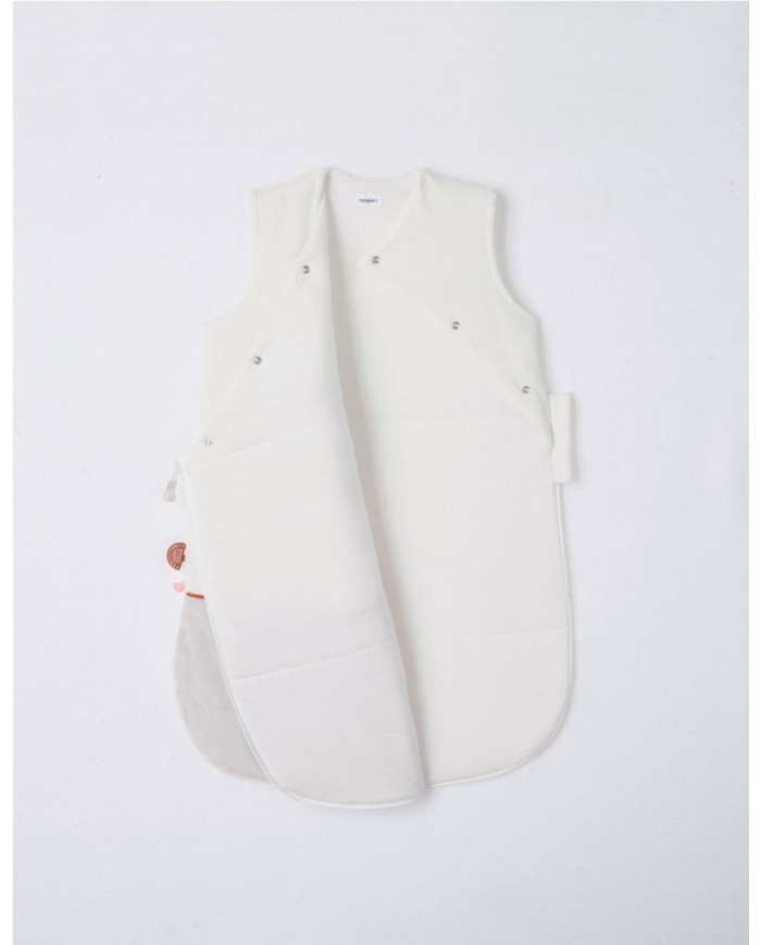 Gigoteuse 70 cm Babou en Veloudoux, écru/gris clair