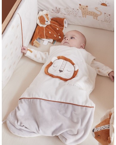 Gigoteuse 70 cm Babou en Veloudoux, écru/gris clair