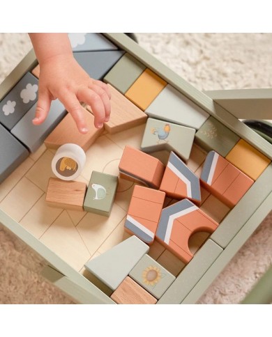 Chariot à blocs en bois - Little farm